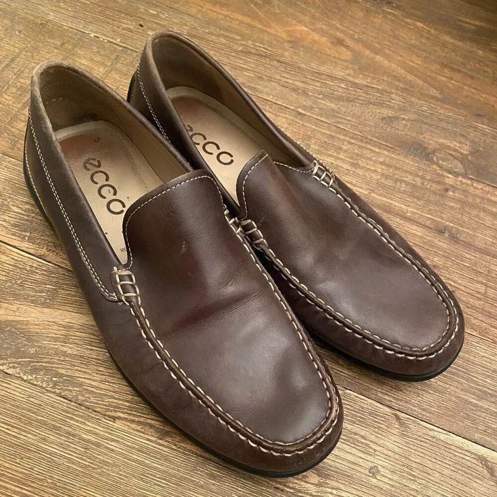 ECCO Classic Moc 2.0 Driving Shoe Loafers Brown Leather Men's EU 42 US 8 Slip On